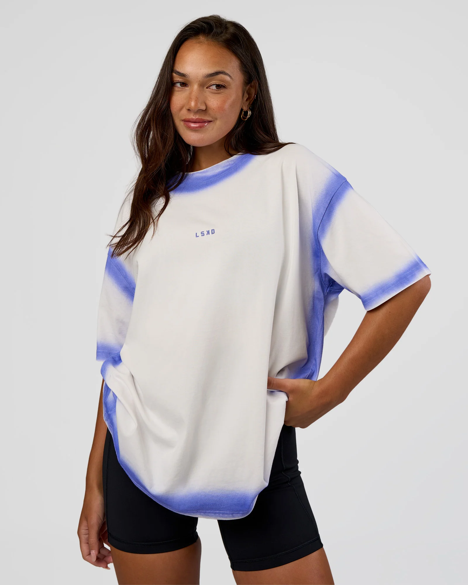 Urban Blur Heavyweight Unisex Oversized Tee - Off White-Power Cobalt