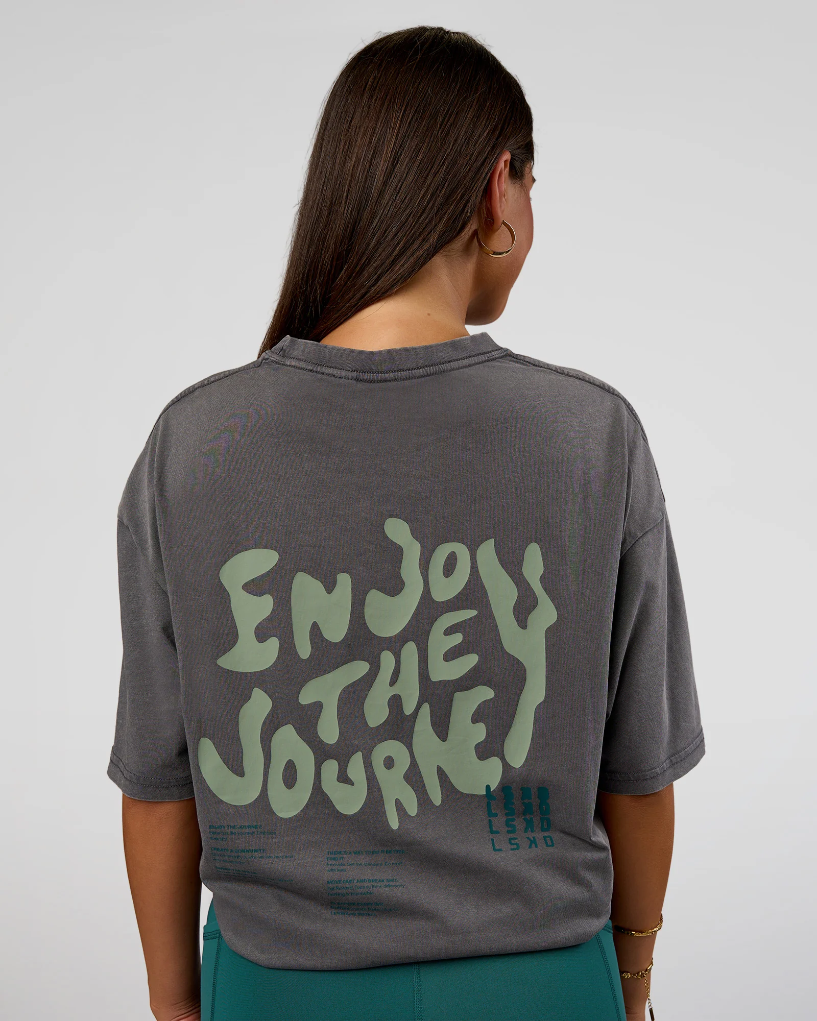 Inferno Journey FLXCotton Oversized Tee - Dark Storm Washed-Iceberg Green