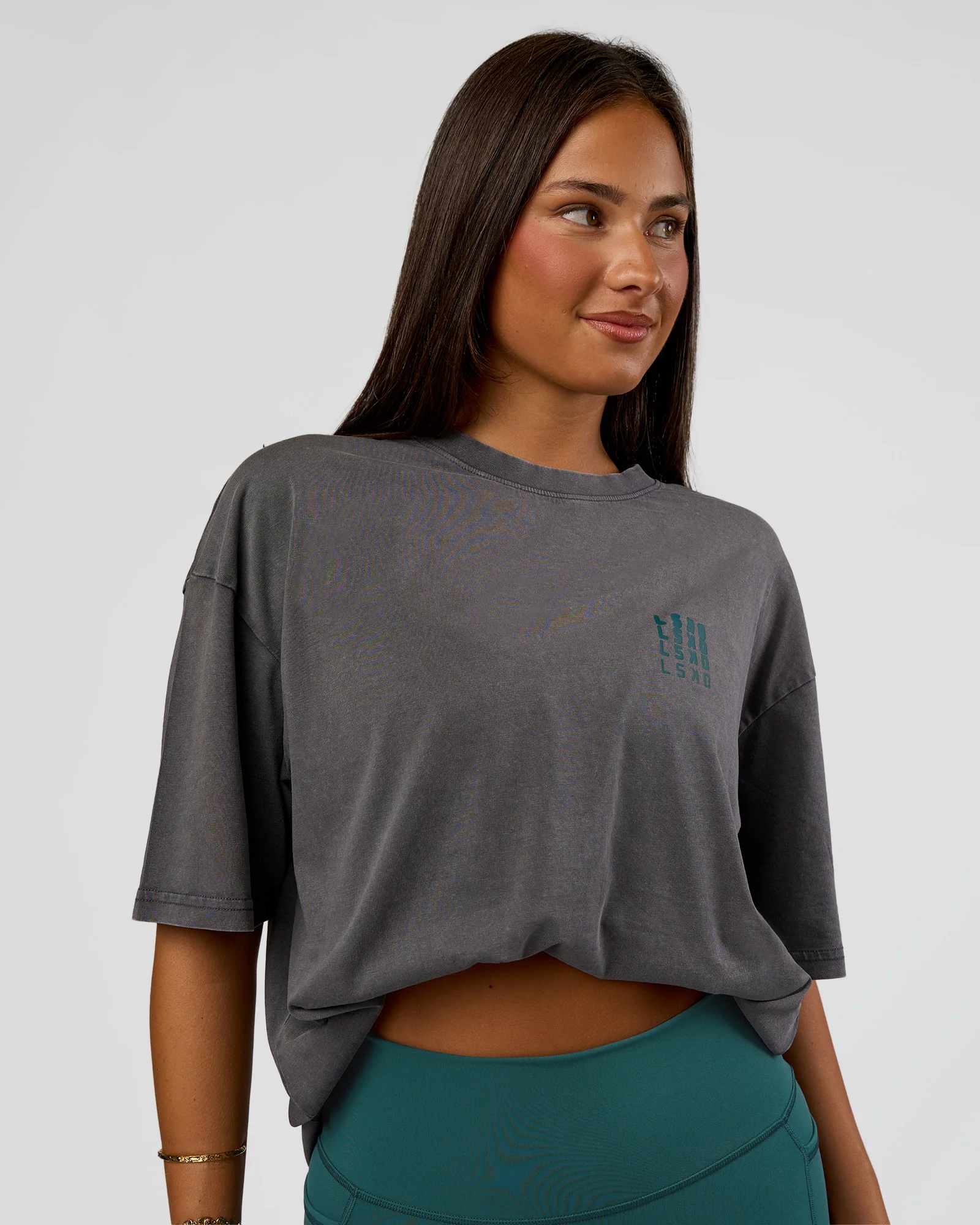 Inferno Journey FLXCotton Oversized Tee - Dark Storm Washed-Iceberg Green