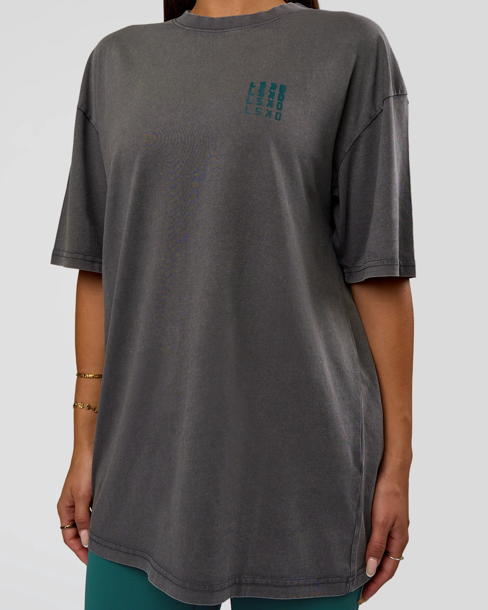 Inferno Journey FLXCotton Oversized Tee - Dark Storm Washed-Iceberg Green