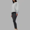 Full Form Fleece Sweater with Side Slits - Marl Grey