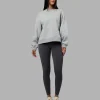 Full Form Fleece Sweater with Side Slits - Marl Grey