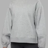 Full Form Fleece Sweater with Side Slits - Marl Grey