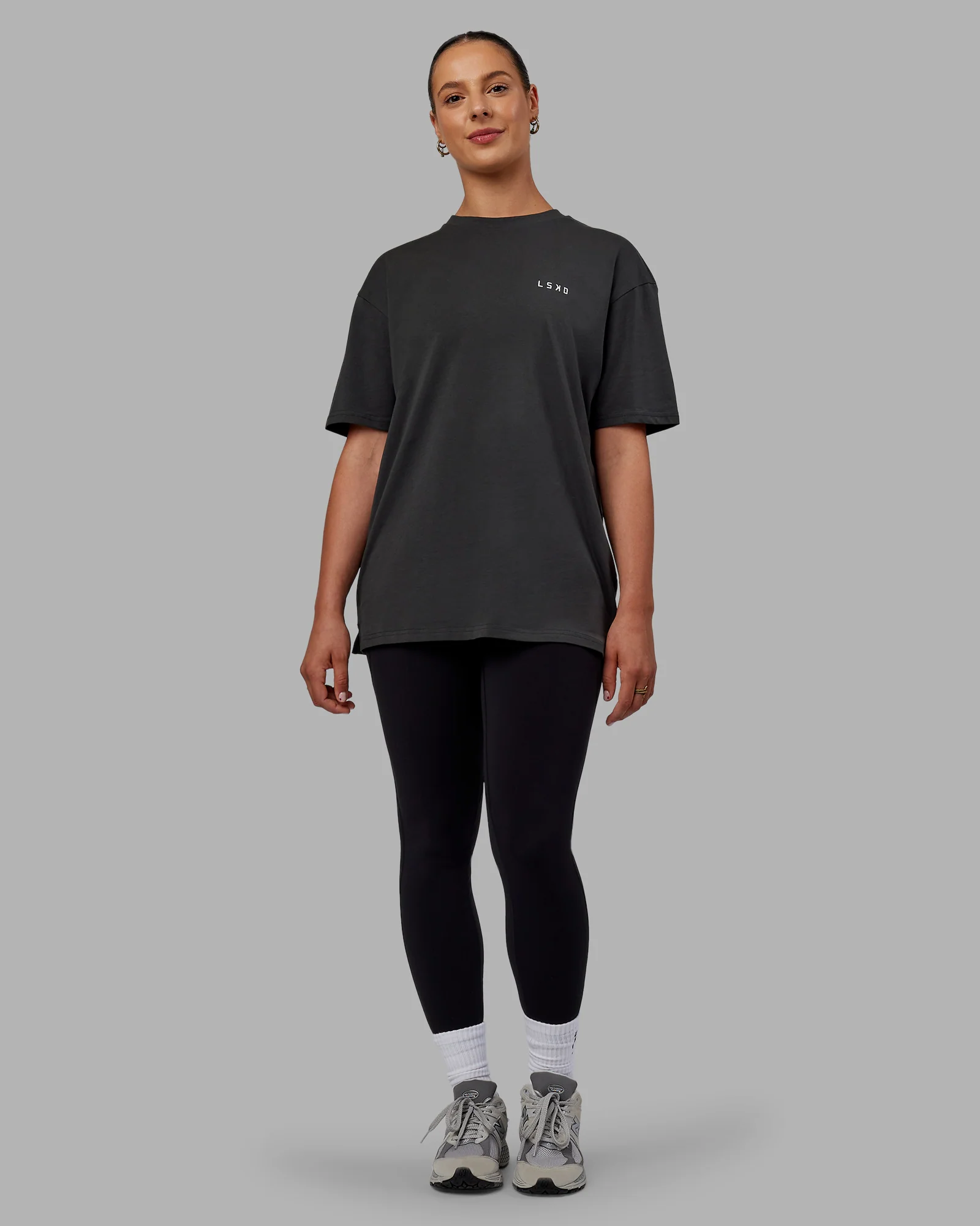 Unisex Strike Through FLXCotton Tee Oversize - Pirate Black-Black