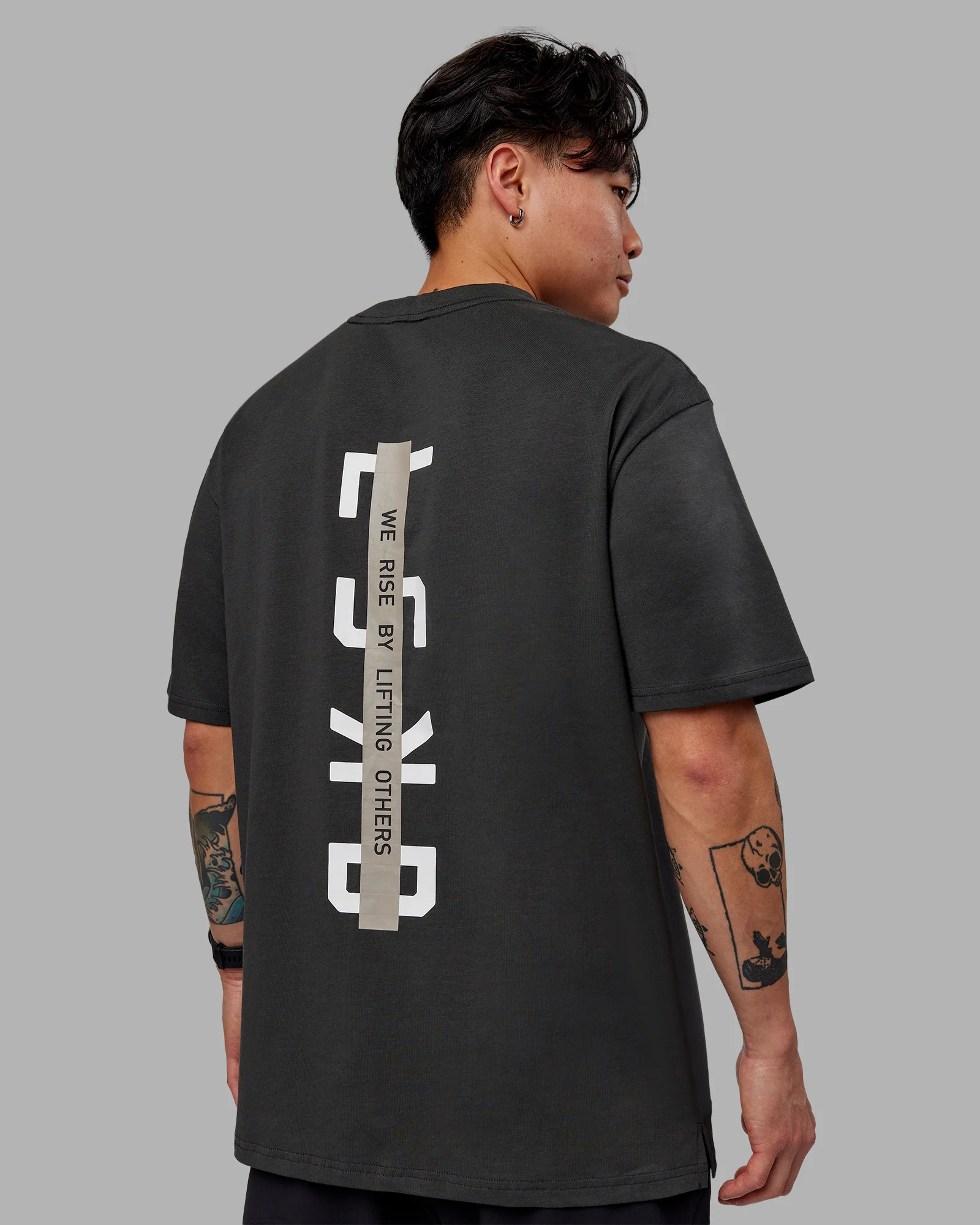 Unisex Strike Through FLXCotton Tee Oversize - Pirate Black-Black