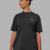 Unisex Strike Through FLXCotton Tee Oversize - Pirate Black-Black