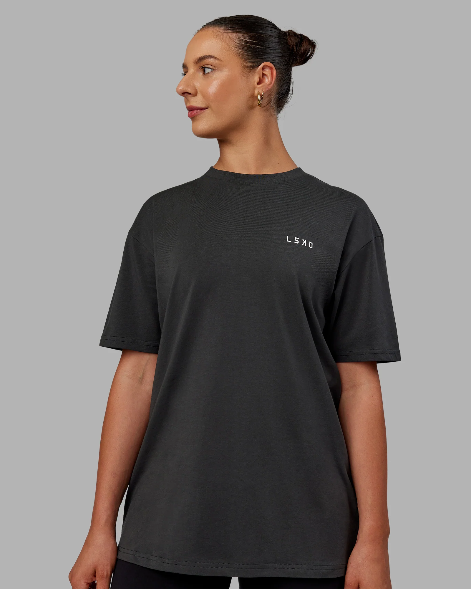 Unisex Strike Through FLXCotton Tee Oversize - Pirate Black-Black