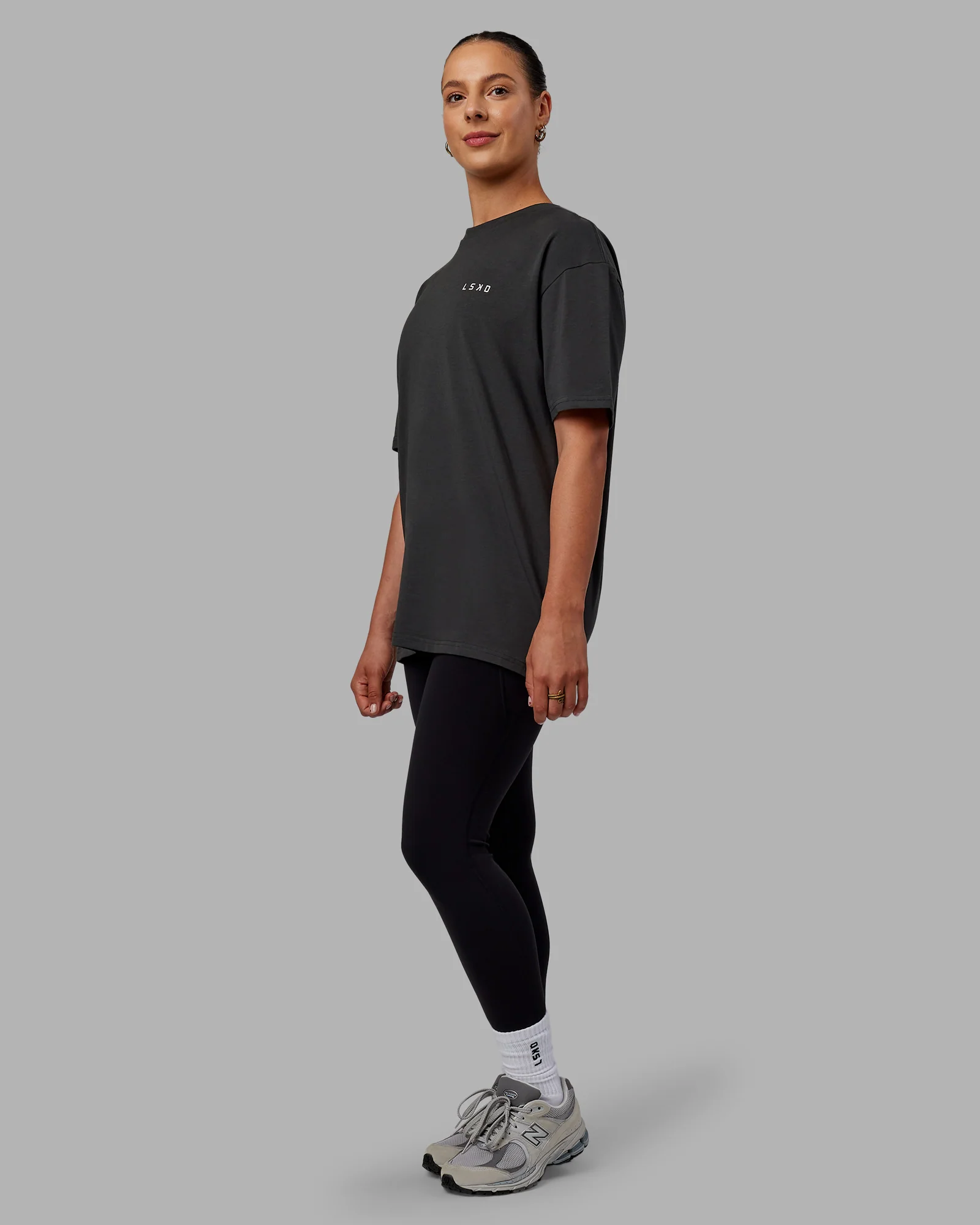 Unisex Strike Through FLXCotton Tee Oversize - Pirate Black-Black