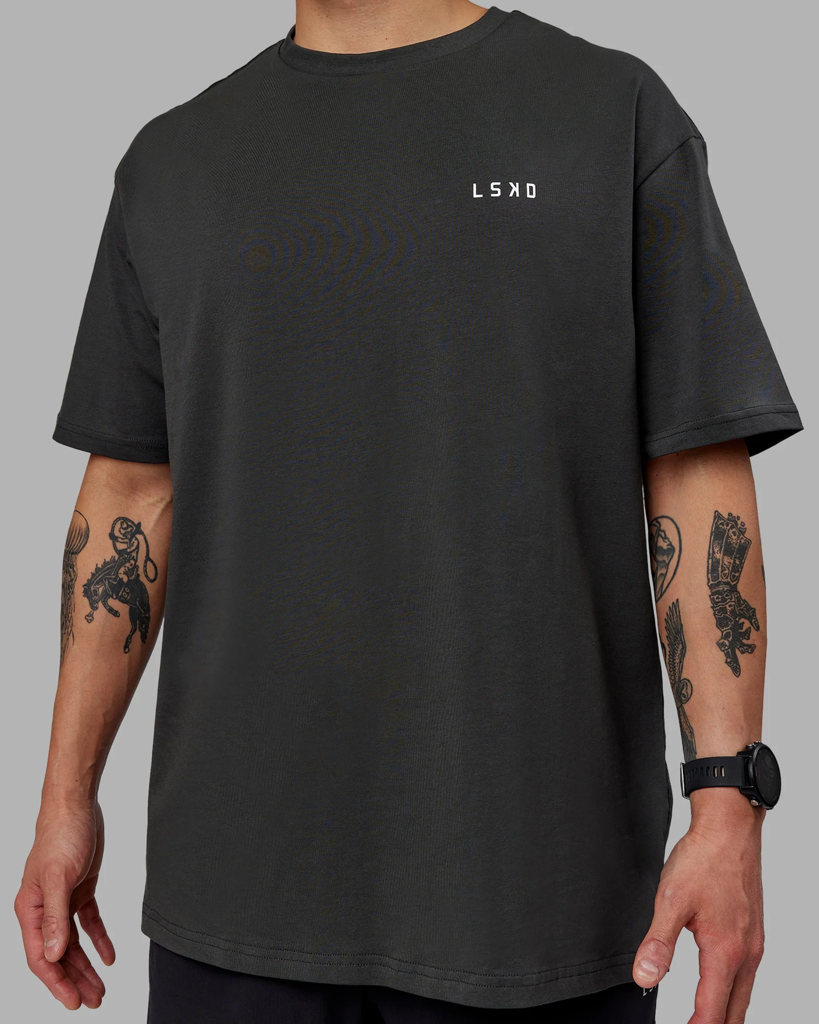Unisex Strike Through FLXCotton Tee Oversize - Pirate Black-Black