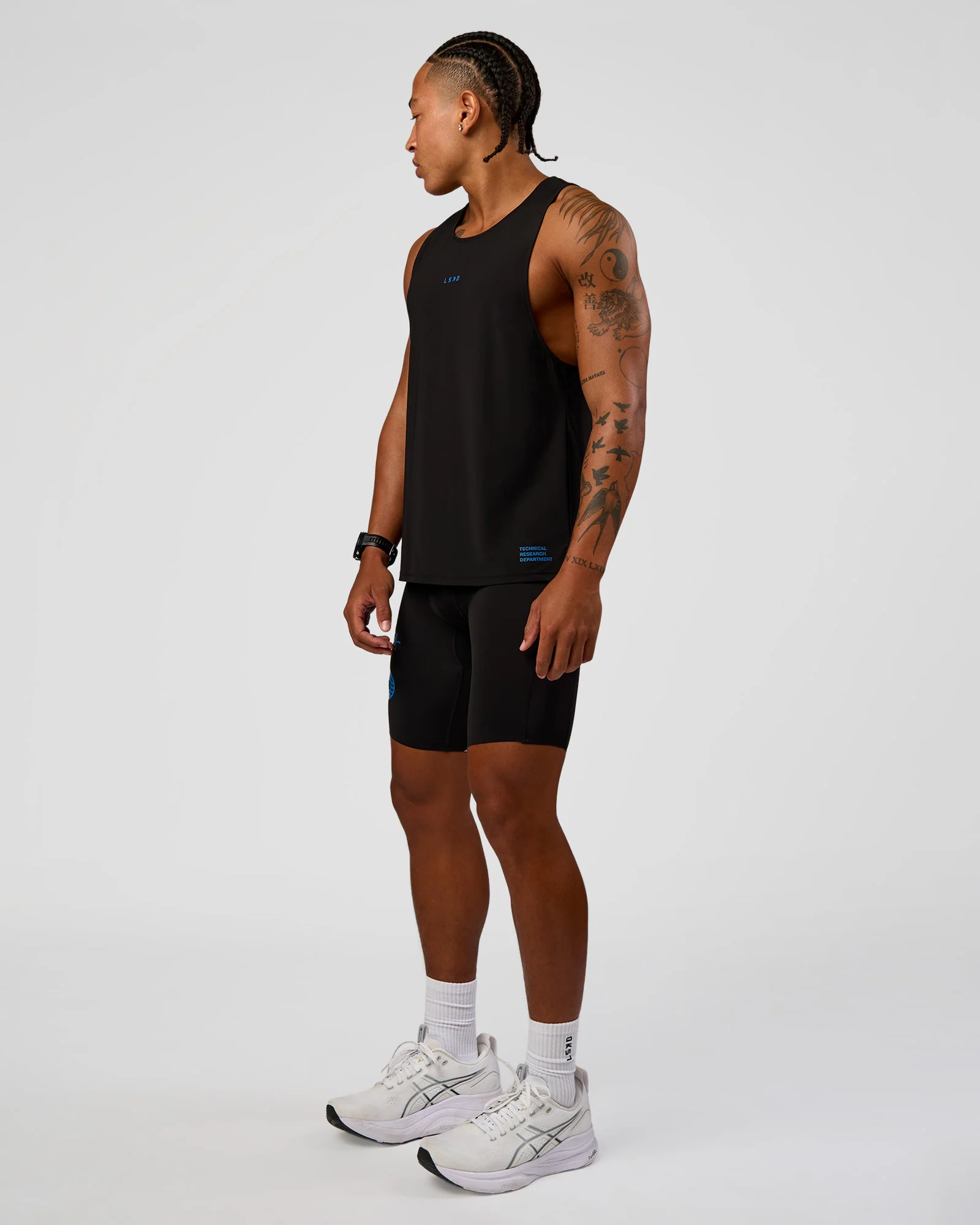 Cadence Run Club Script Values Tank - Black-Palace Blue