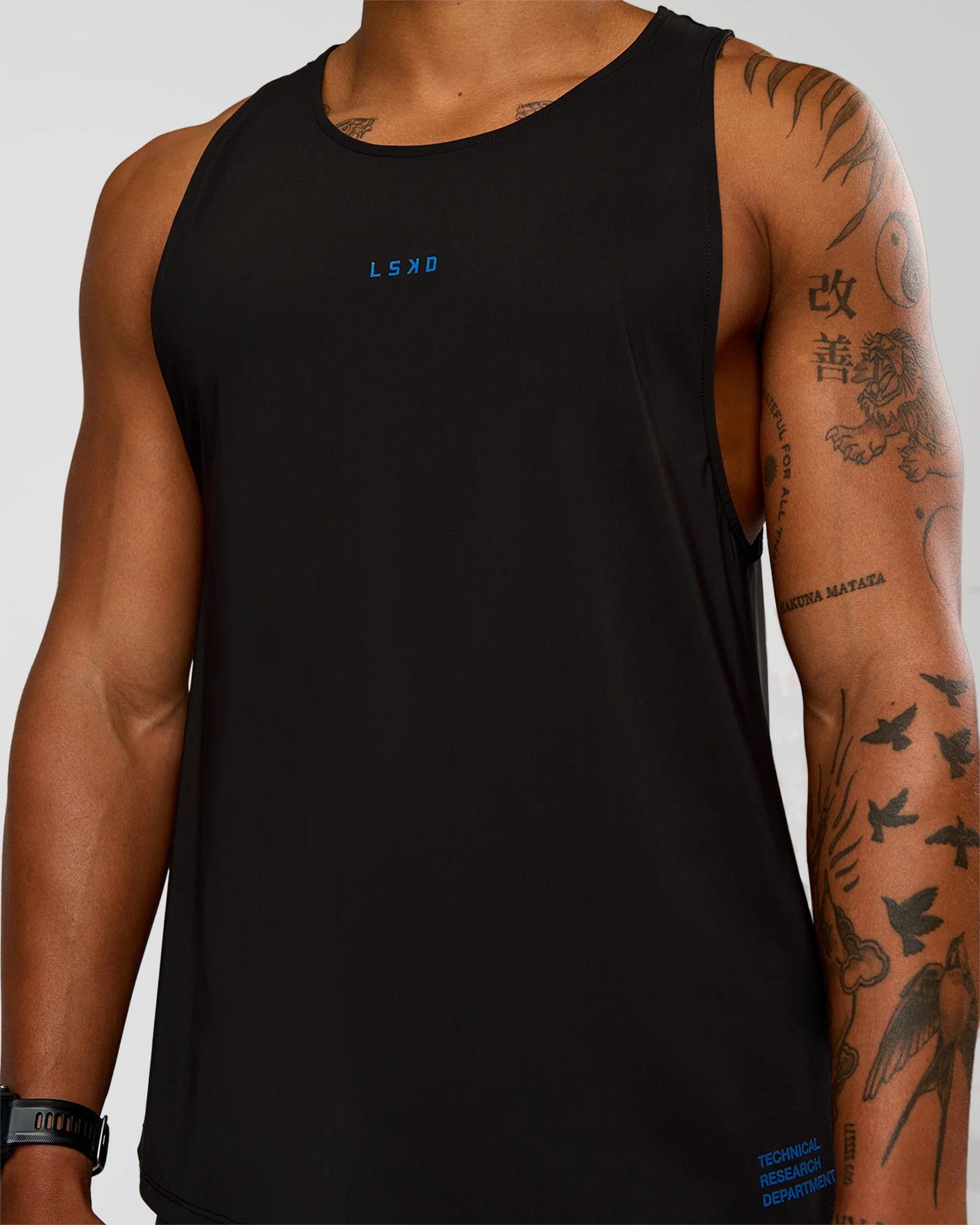 Cadence Run Club Script Values Tank - Black-Palace Blue
