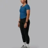 Ignite Ribbed Scrunch Side Cropped Tee - Indigo