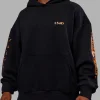 Hyped Unisex Oversized Hoodie - Black-Vibrant Orange
