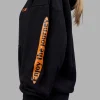 Hyped Unisex Oversized Hoodie - Black-Vibrant Orange