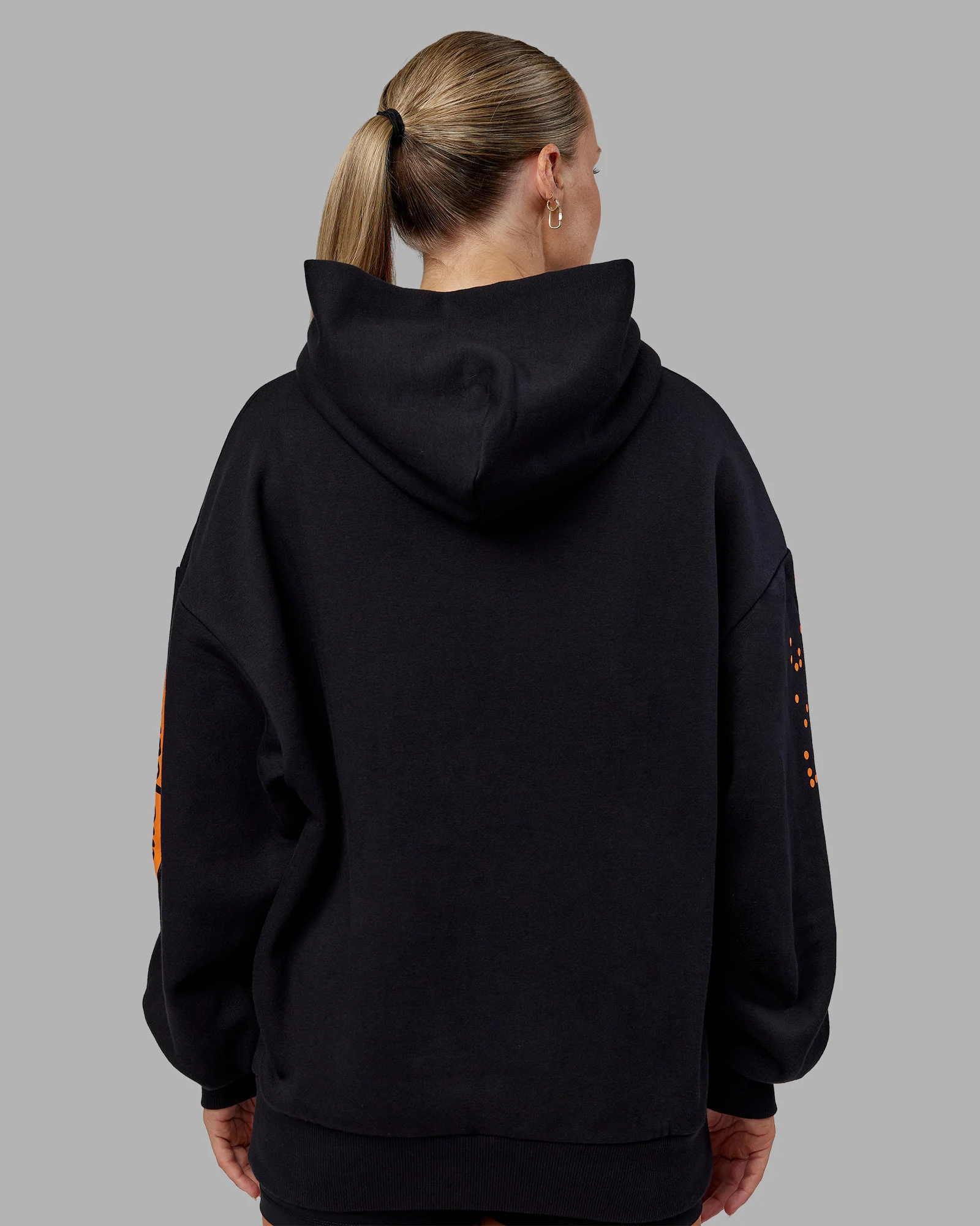 Hyped Unisex Oversized Hoodie - Black-Vibrant Orange