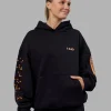 Hyped Unisex Oversized Hoodie - Black-Vibrant Orange