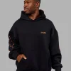 Hyped Unisex Oversized Hoodie - Black-Vibrant Orange