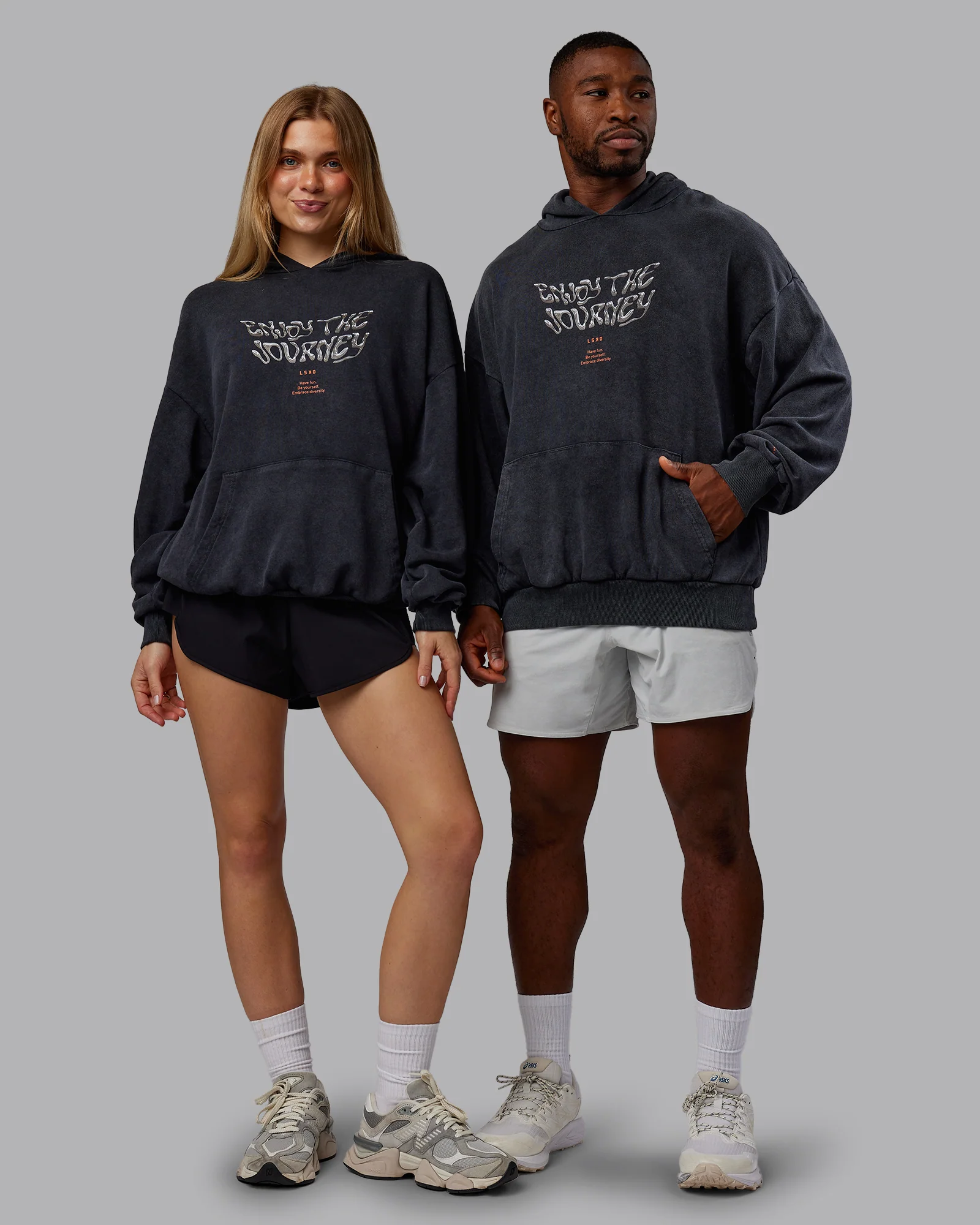 Chrome Washed Oversized Hoodie - Black