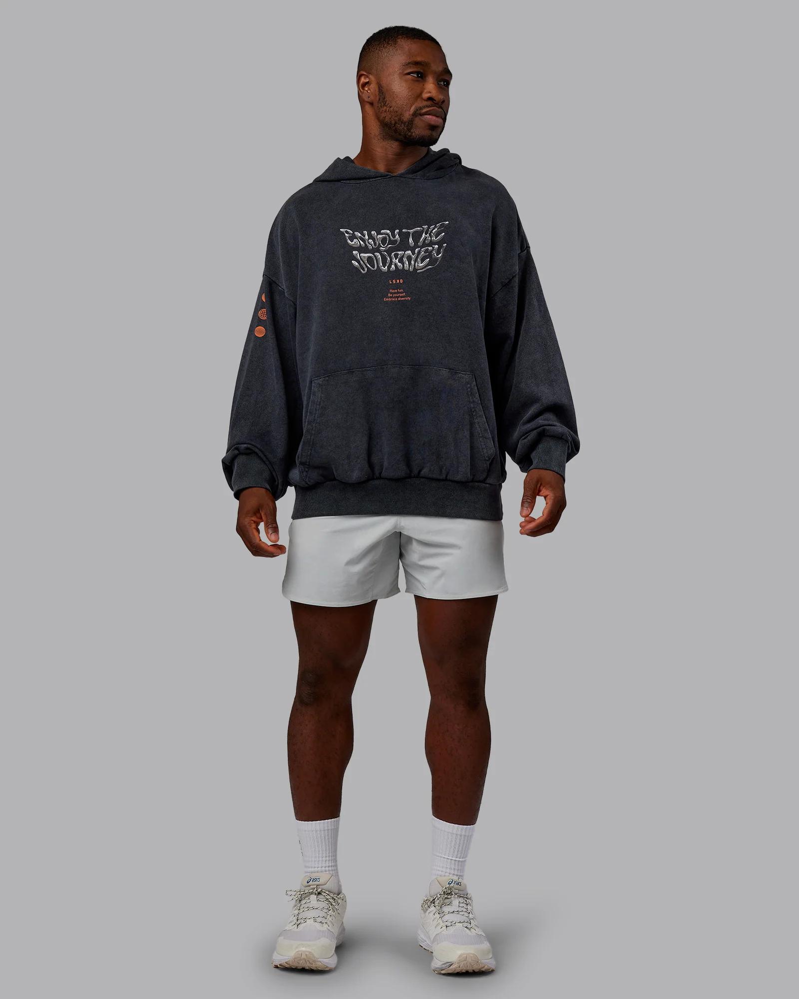Chrome Washed Oversized Hoodie - Black