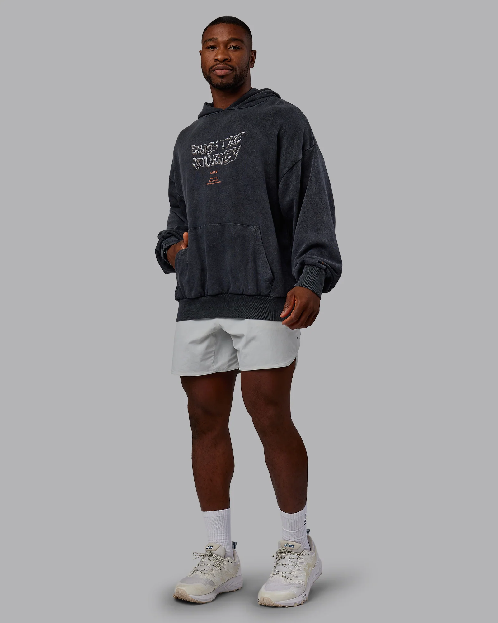 Chrome Washed Oversized Hoodie - Black