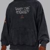 Chrome Washed Oversized Hoodie - Black