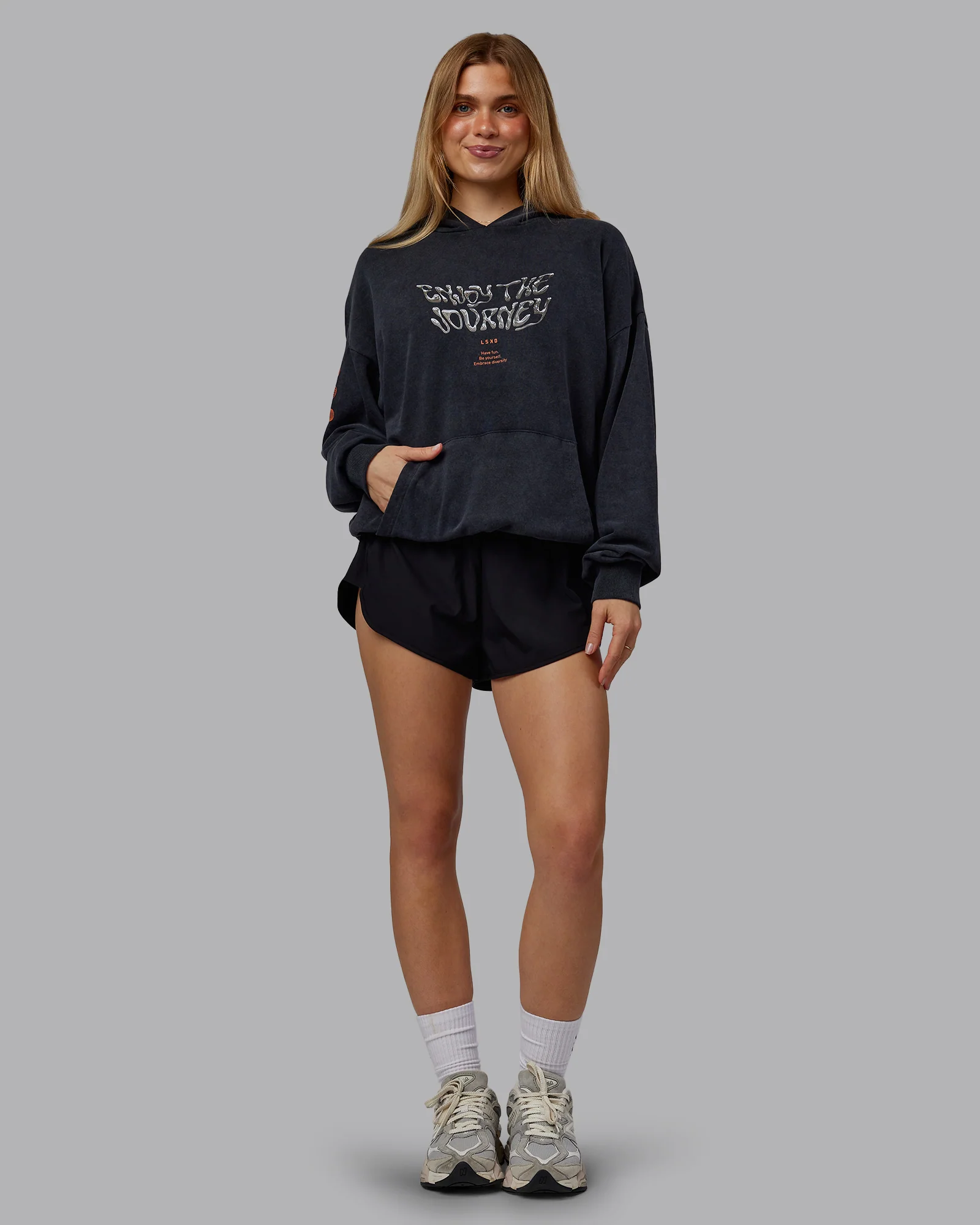 Chrome Washed Oversized Hoodie - Black