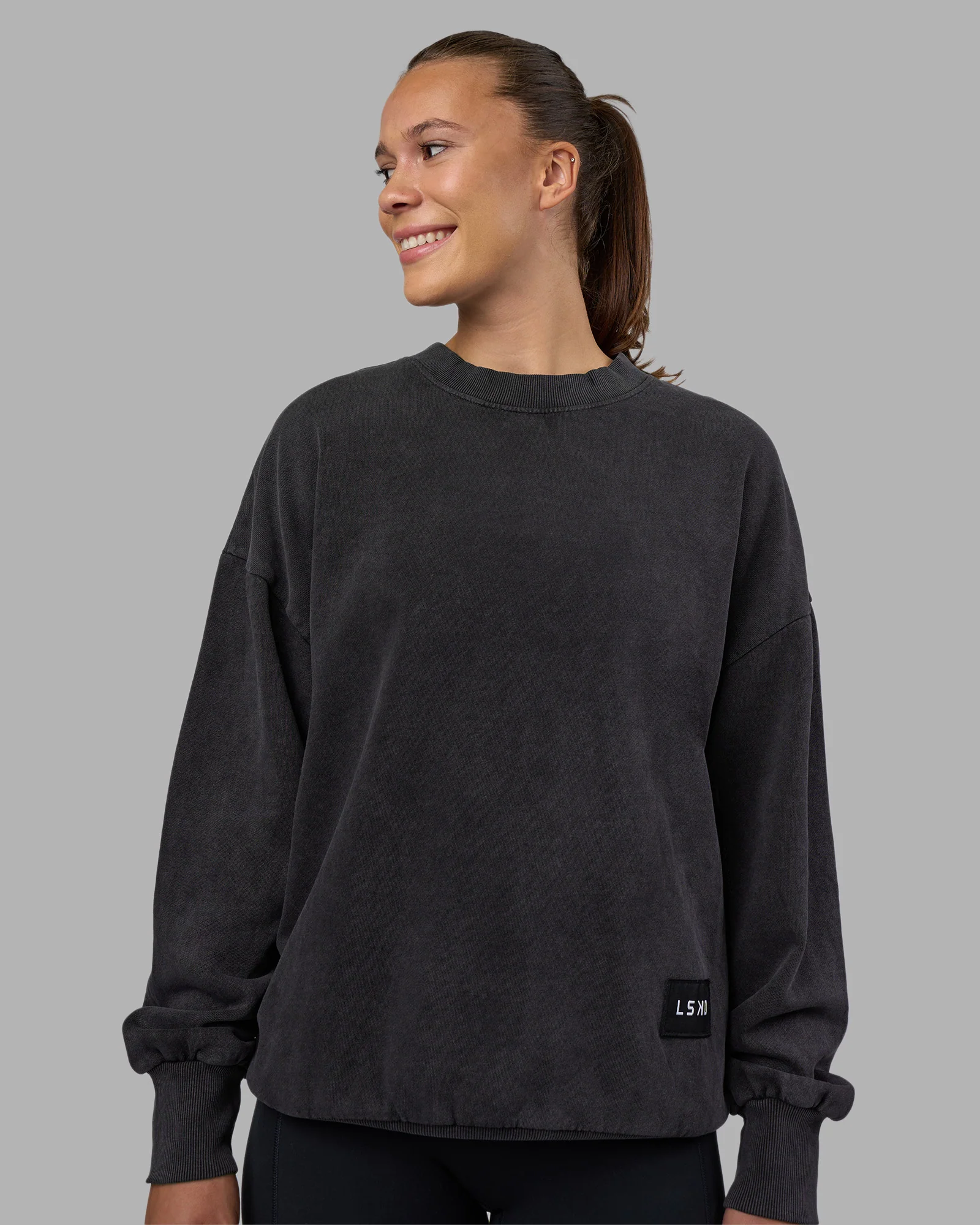 Segmented Oversized Sweater - Black Washed