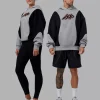 Downtown Oversized Panel Hoodie - Circular Grey - Black