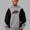 Downtown Oversized Panel Hoodie - Circular Grey - Black