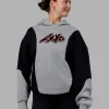 Downtown Oversized Panel Hoodie - Circular Grey - Black
