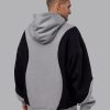 Downtown Oversized Panel Hoodie - Circular Grey - Black