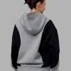 Downtown Oversized Panel Hoodie - Circular Grey - Black