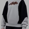Downtown Oversized Panel Hoodie - Circular Grey - Black