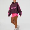 Slam Cropped Oversized Hoodie - Midnight Plum-Ultra Fuchsia