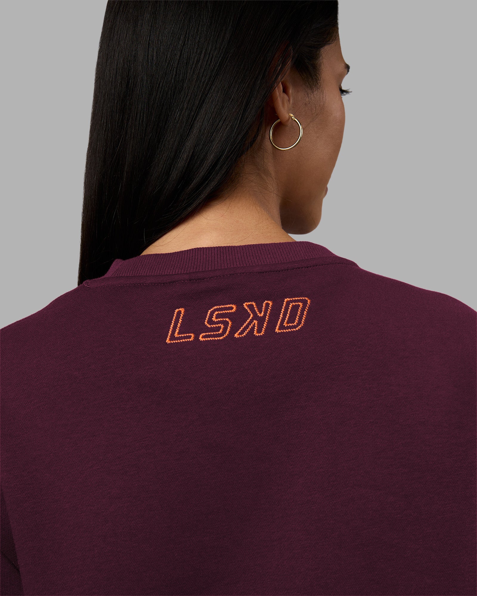 18520-full-form-fleece-sweater-with-side-slits-cherry-lacquer-2.jpg Full Form Fleece Sweater with Side Slits - Cherry Lacquer