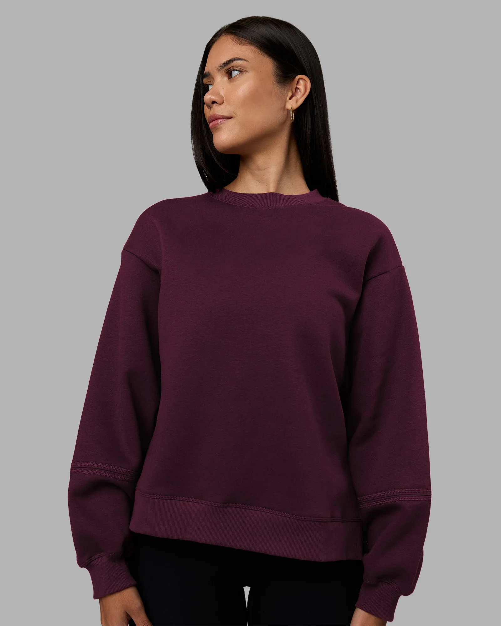 18520-full-form-fleece-sweater-with-side-slits-cherry-lacquer-3.webp Full Form Fleece Sweater with Side Slits - Cherry Lacquer