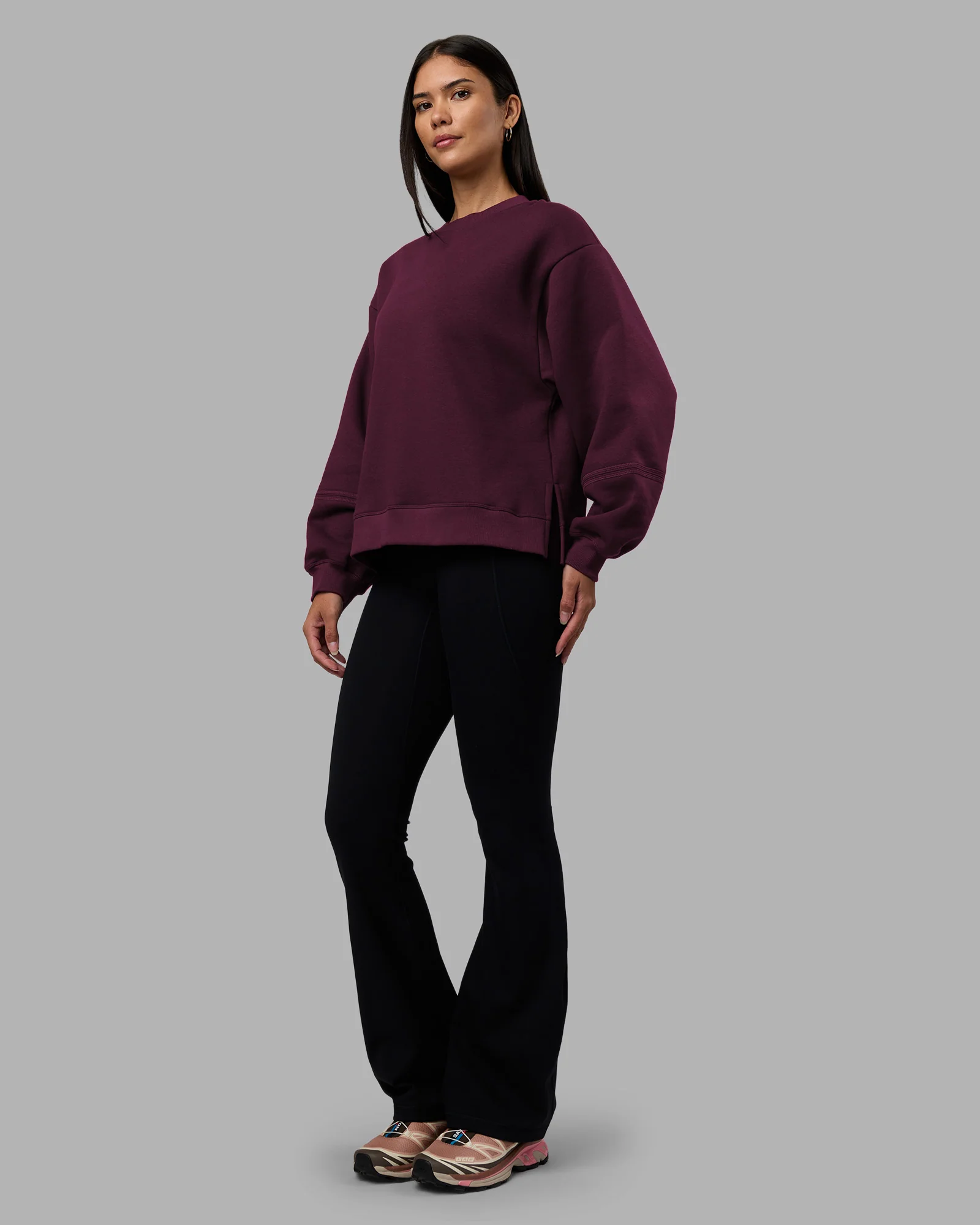18520-full-form-fleece-sweater-with-side-slits-cherry-lacquer-6.webp Full Form Fleece Sweater with Side Slits - Cherry Lacquer