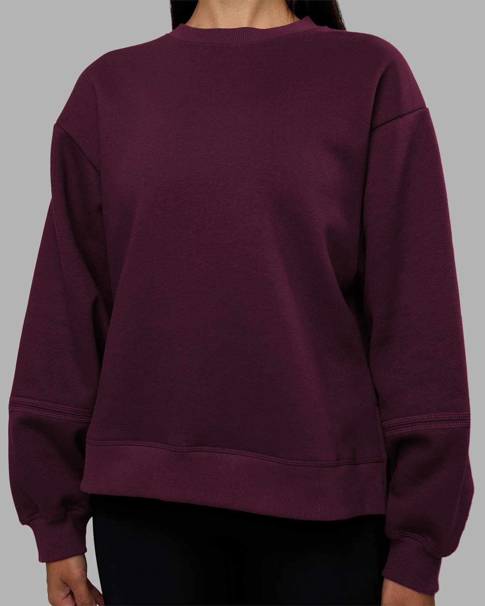 18520-full-form-fleece-sweater-with-side-slits-cherry-lacquer-7.webp Full Form Fleece Sweater with Side Slits - Cherry Lacquer