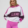 Slam Cropped Oversized Hoodie - White-Ultra Fuchsia