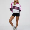 Slam Cropped Oversized Hoodie - White-Ultra Fuchsia