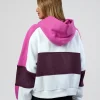Slam Cropped Oversized Hoodie - White-Ultra Fuchsia