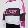 Slam Cropped Oversized Hoodie - White-Ultra Fuchsia
