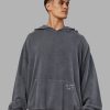 ETJ Values Washed Oversize Hoodie - Dark Storm-Light Bubblegum