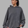 ETJ Values Washed Oversize Hoodie - Dark Storm-Light Bubblegum