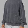 ETJ Values Washed Oversize Hoodie - Dark Storm-Light Bubblegum