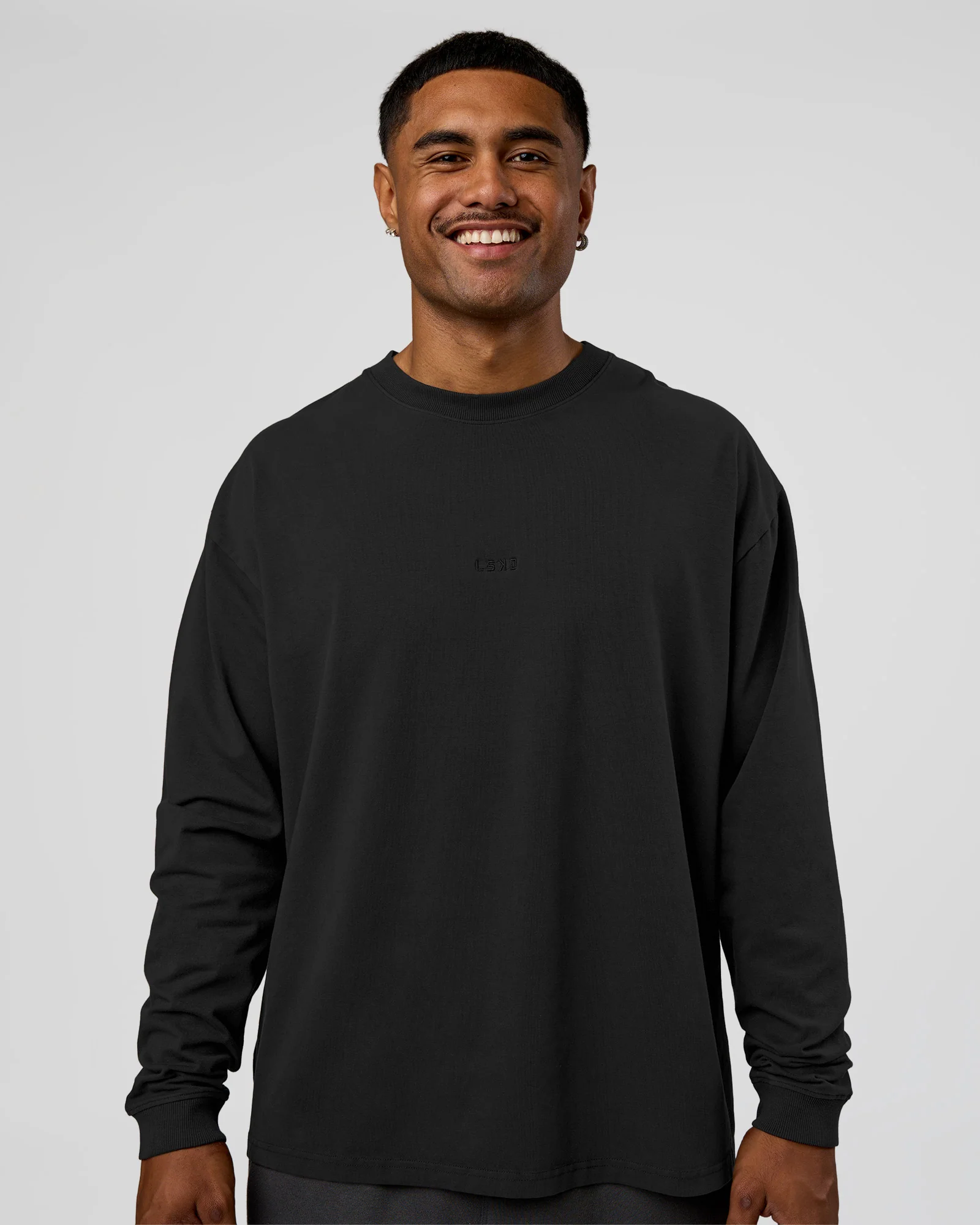 Classic Heavyweight FLXCotton Oversized Long Sleeve Tee - Washed Black-Black