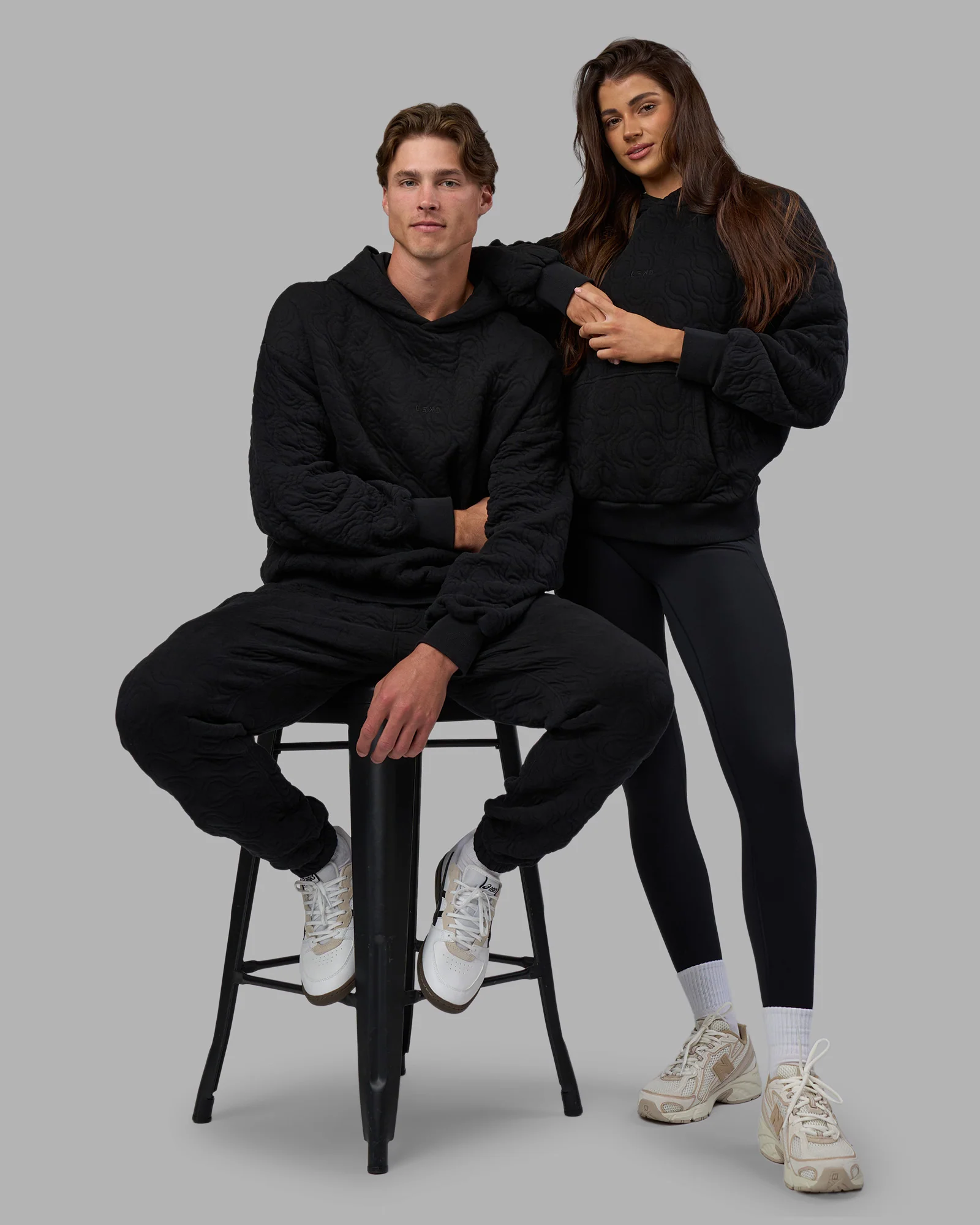 MVP Quilted Oversized Hoodie - Black-Geometric