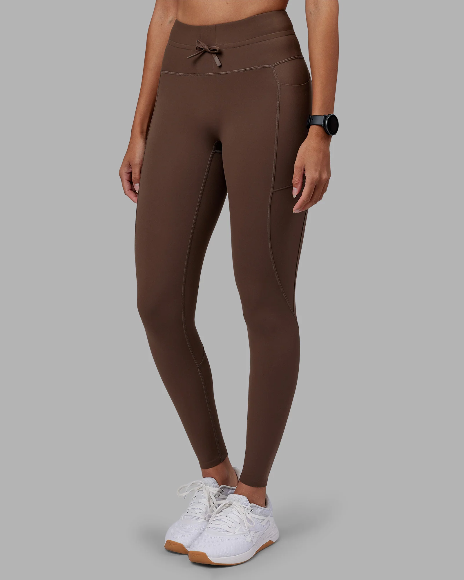 Effortless Drawstring Ultra High-Rise Full Length Legging Pockets - Chocolate Martini