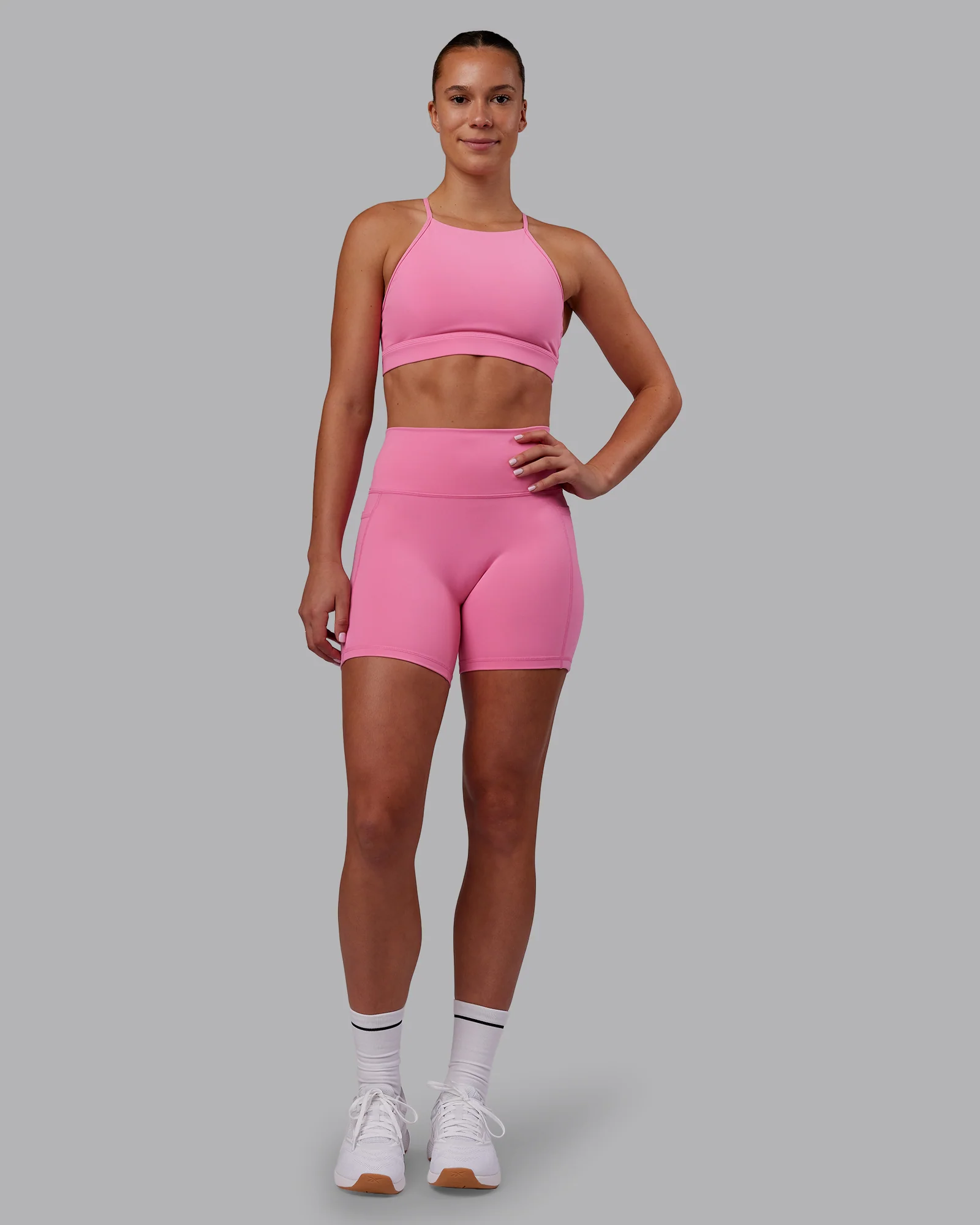 Lift High Neck Sports Bra - Candy Pink