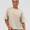 AfterDark ZeroCrease Cropped Tee - Shale Beige